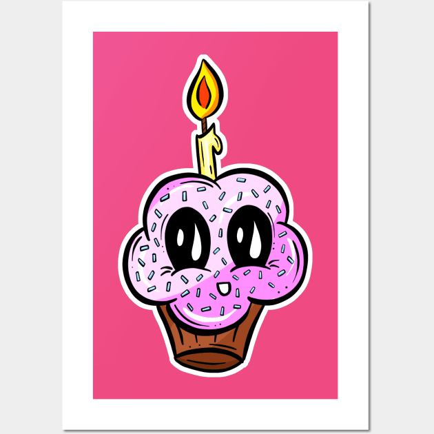 Sweet Cheeks Cupcake Candle Cartoon Wall Art by Squeeb Creative